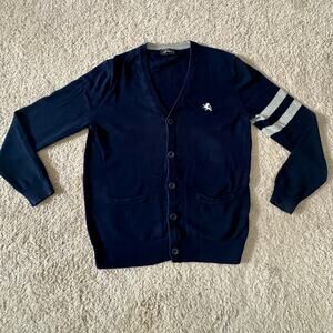 2010s Express Men Cardigan Varsity Collegiate Blue Gray Medium Preppy Classic